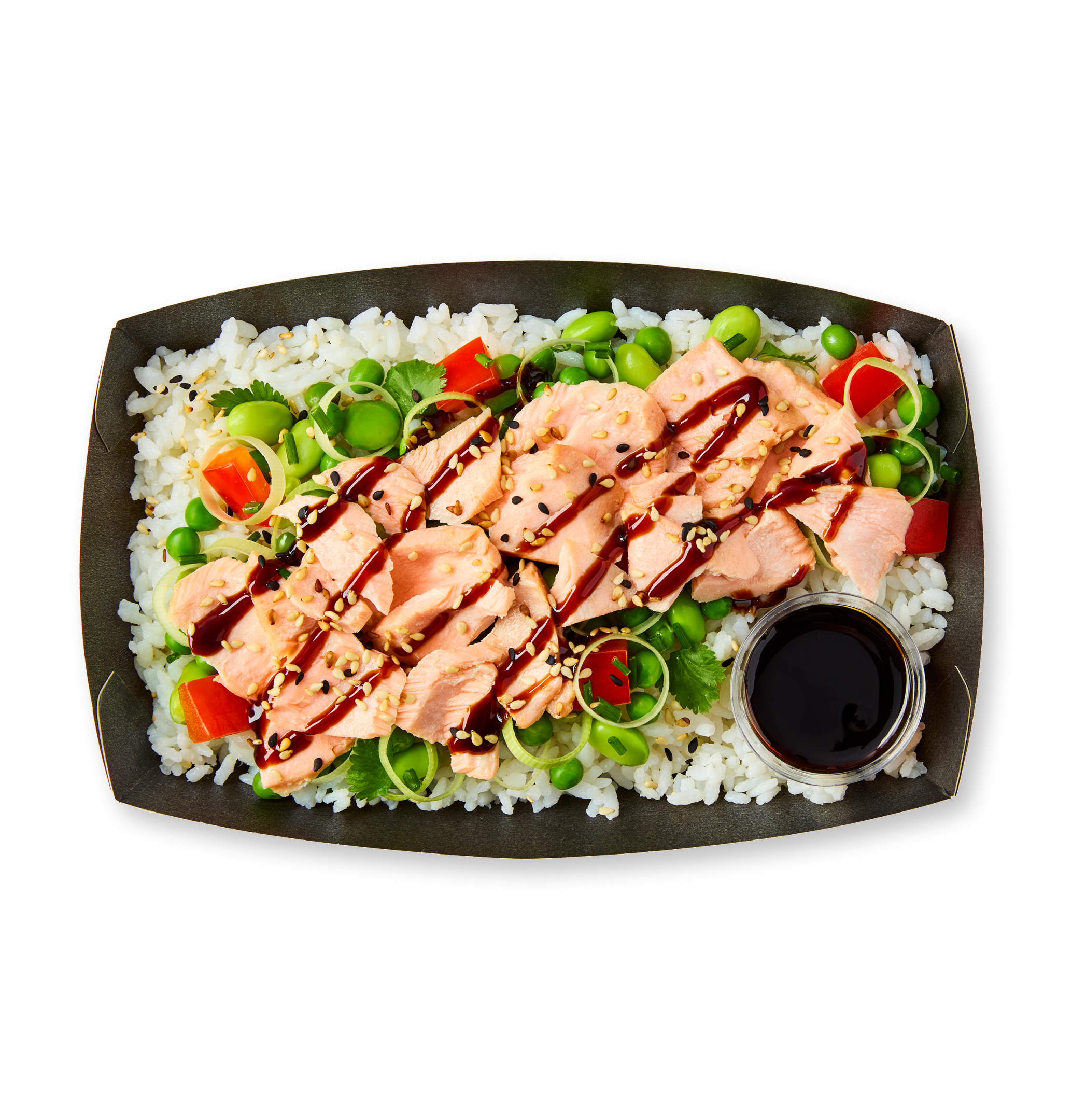 salmon teriyaki on a bed