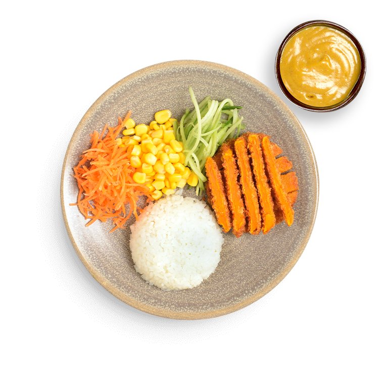 mini yasai katsu curry with katsu curry sauce