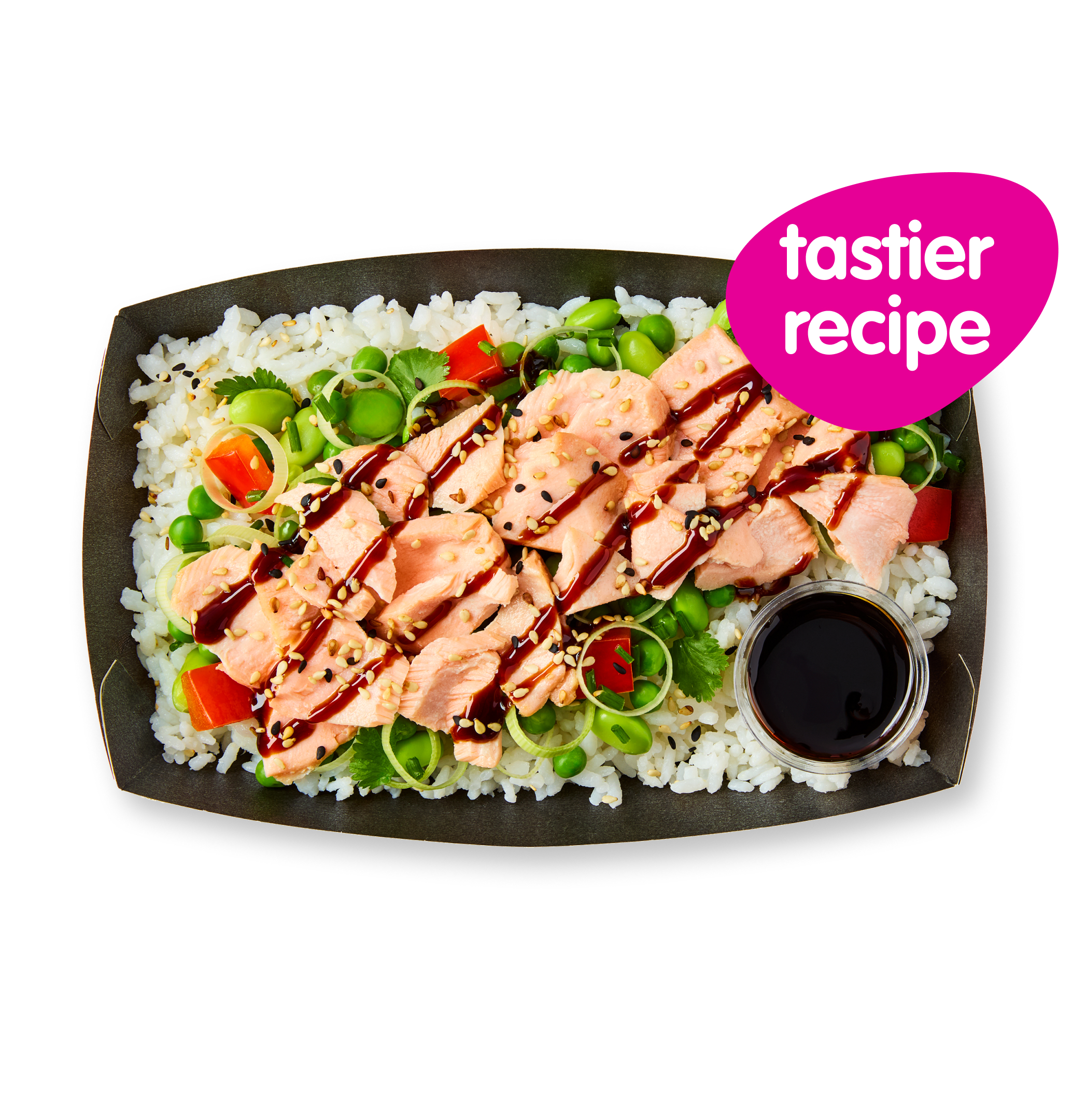 salmon teriyaki on a bed