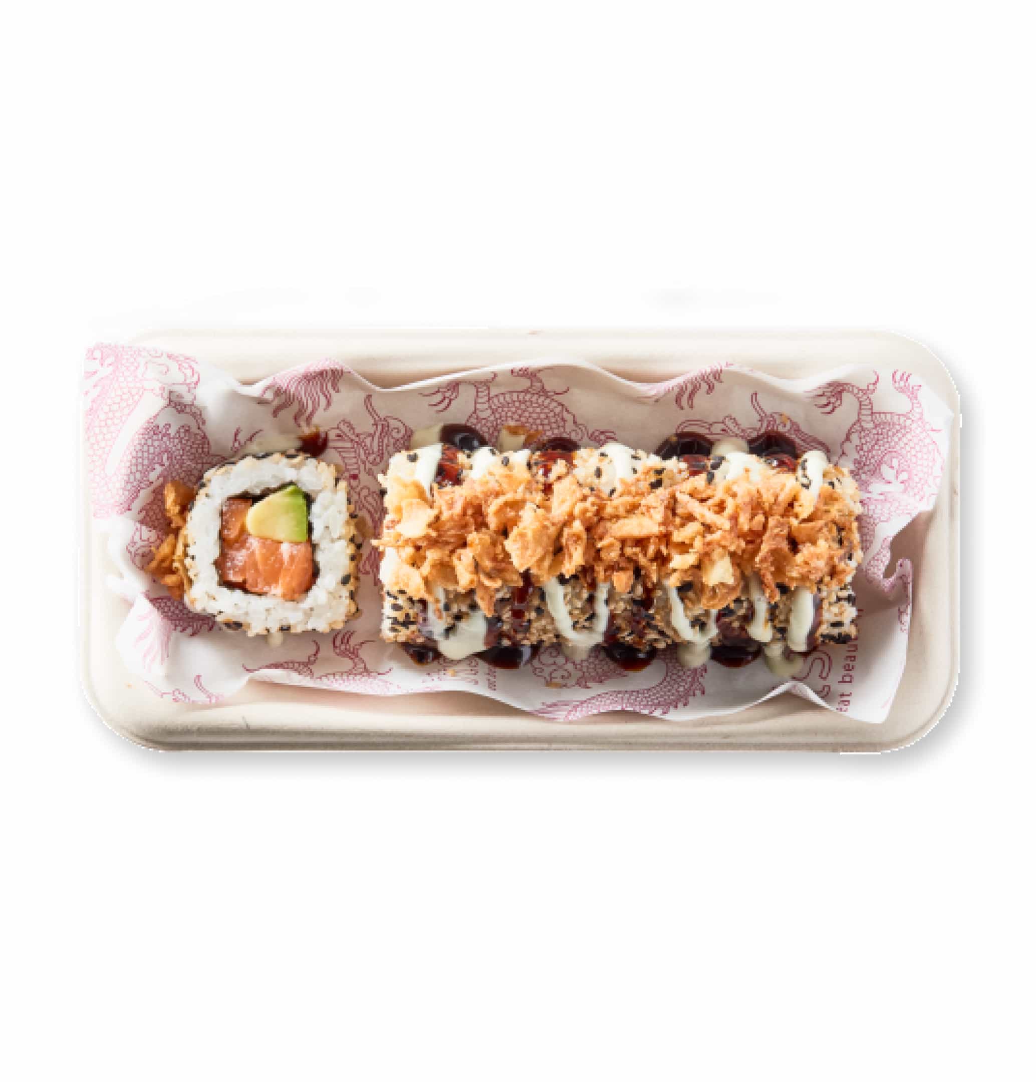 salmon & avo dragon rolls