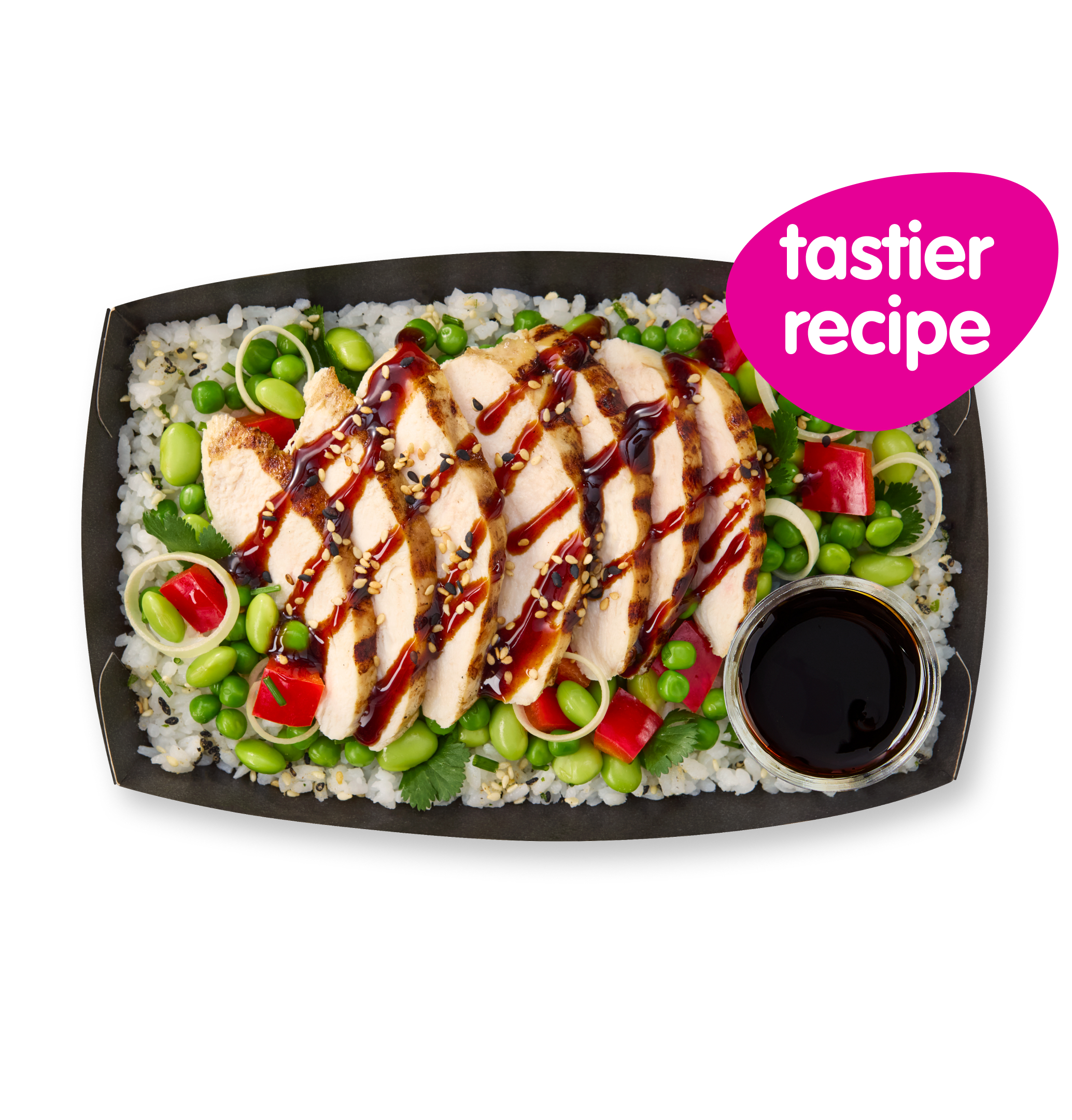 chicken teriyaki on a bed