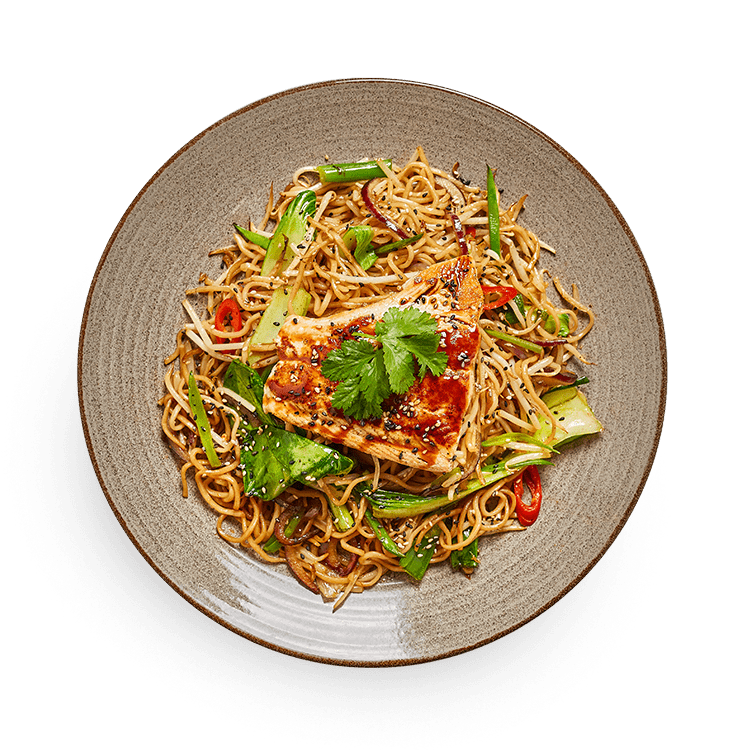 salmon teriyaki soba